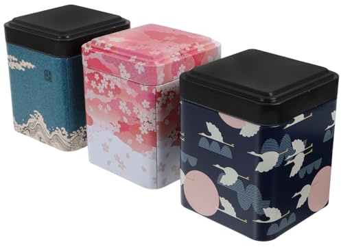 TOVINANNA Lata Hojalata Superficie Lisa y Aislamiento contra Aire Exterior, Set de 3 Piezas Patrón Estilo Mixto para Almacenamiento Portátil de Té Suelto Color Aleatorio Estilo Aleatorio
