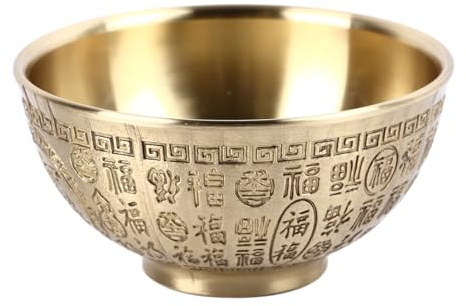 Phefop Ciotola per Offerte Buddiste, Ciotola per Tempio di Incenso in Rame Dorato Versatile Tazza Decorativa per Benedizione per la Casa, Ristorante, Decorazioni per Feste, Regali di