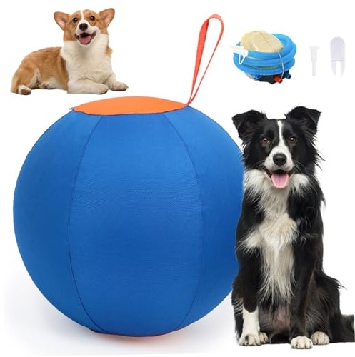 Muzrunq Herding Ball för hundar 45 cm PVC hundboll med dragkedja med handtagsrem och polyesterskydd repbeständig interaktiv hund för träning av husdjurstillbehör