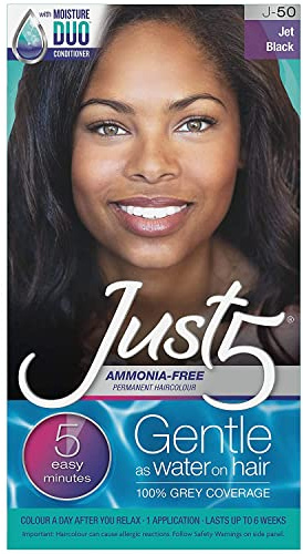 JUST 5 Women Hair Color, 5-Minute Gray Hair Color for Women, Jet Black