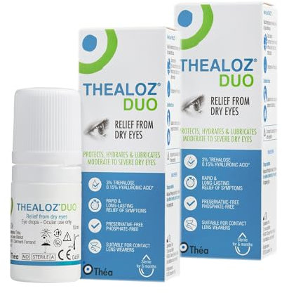 Thealoz Duo Eye Drops - Rapid & Long-Lasting Relief for Dry, Tired & Sore Eyes | Gentle, Preservative-Free Formula | Suitable for Contact Lens Wearers | Pack of 2 x 10ml (600 Drops)