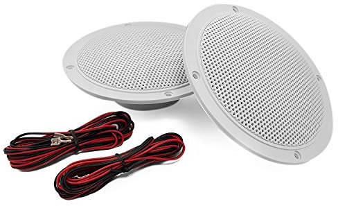 Leisure Kit 2 Haut-parleurs Coniques 5 / 80W - Grille et résistance à l'eau avec Amplificateur Google Home Bluetooth Amazon Alexa Echo
