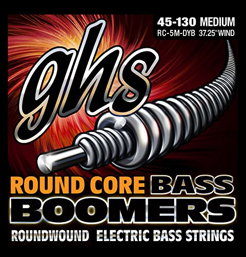 GHS Round Core Bass Boomers - RC-5M-DYB - Bass String Set, 5-String, Medium, .045-.130