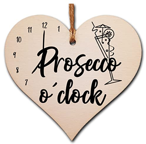 Handmade Wooden Hanging Heart Plaque Gift Perfect for Prosecco Lovers Novelty Funny Keepsake