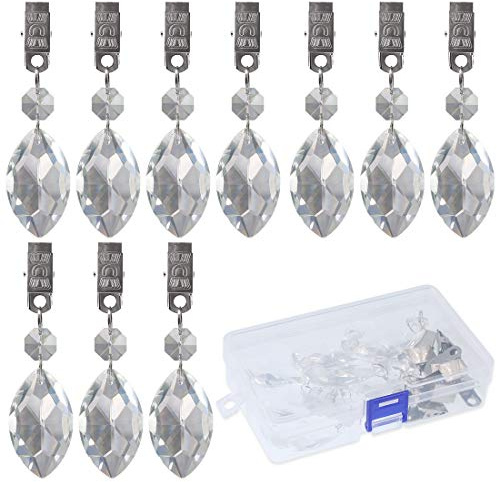 Swpeet, set di 10 pesi per tovaglia con clip in metallo, pendenti a goccia in cristallo e vetro per prismi, per tavoli da picnic all'aperto
