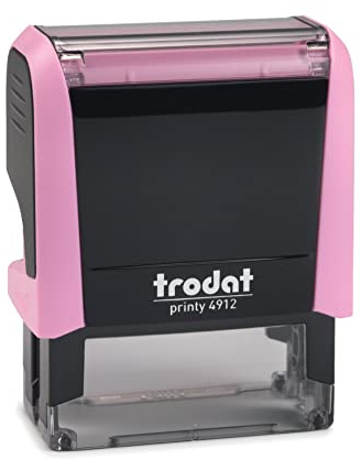 STEMPEL-FABRIK Trodat Printy 4912 Adressstempel 47x18 mm, 5 Zeilen, Pink | der Trodat Adress-Selbstfärber mit Wunschtext – 5 Zeilen für die komplette Anschrift, Kissen austauschbar
