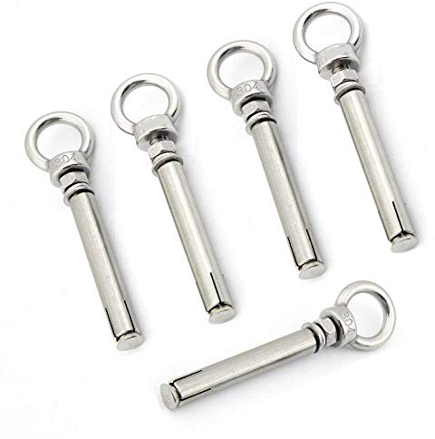 Chiloskit Ringschrauben, M8 x 70 mm, Edelstahl, Wand-, Beton-, Ziegelanker, Dehnschrauben, Ringschrauben, Ösen (M8 x 70 mm), 5 Stück