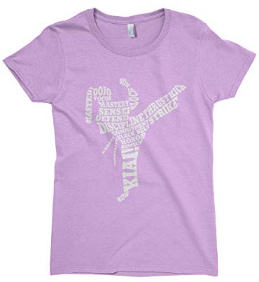 Threadrock Big Girls' Karate Typography Fitted T-Shirt - Medium, Lavender