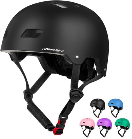 KORIMEFA Kinder Fahrradhelm Kinderhelm Radhelm Sporthelm CE-Zertifizierung für Fahrrad Skateboard Scooter Motorrad BMX für 3-14 Jahre (Schwarz, S)