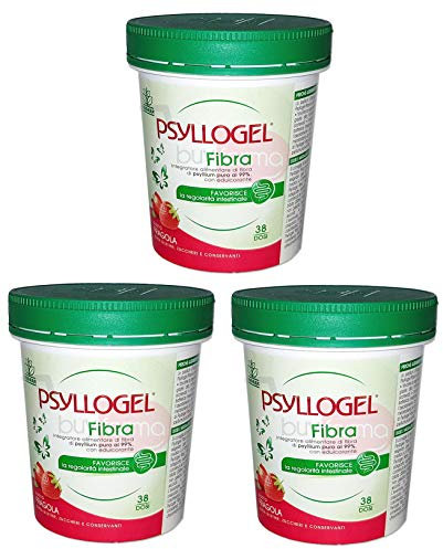 Buyfarma - Paquete de 3 unidades de fibra de psyllium pura al 99 % con sabor a fresa – Favorece la regularidad intestinal – 510 gramos de polvo + regalo sorpresa
