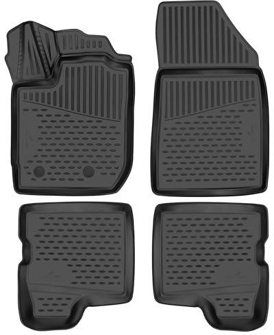 WALSER XTR Gummi Fussmatten Auto für Dacia Duster (HM) 2017-Heute, ohne Griff für Tankdeckel am Boden, 100% passgenaue Auto Fußmatten, robuste Universal Fußmatte Auto, Gummimatten Auto