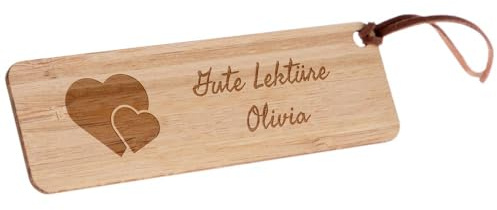 Personalisiertes Lesezeichen aus Holz mit Gravur – Textgravur auf rechteckigem Lesezeichen aus Naturholz – Originelles Geschenk für Männer oder Frauen