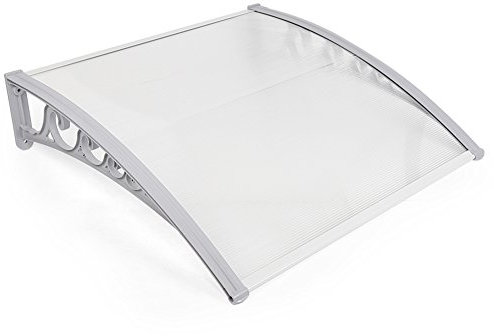 Homewell DIY Balkontürvordach für den Außenbereich, korrosionsbeständig, Wind- und hagelbeständige Tür und Fenster, Kunststoff und Aluminium,100 x 150cm,Weiß