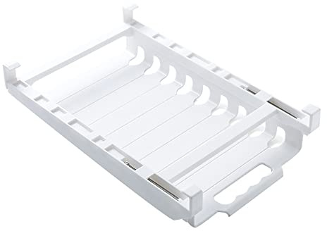 Smart Design Hanging Zip Bag Pull Out Refrigerator Drawer - BPA Free Plastic - 10 resealable bags for freezer refrigerator telescopic rack hanger sliding tray, meal planner for food/fruits/veggies