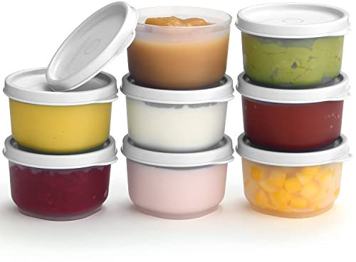 SIGNORA WARE Reusable Plastic Storage Containers 8 Pack - 4 oz. Stackable Airtight Leak Proof for Snacks, Nuts, Baby Food, Picnics, Prep, Salad Dressing - BPA Free