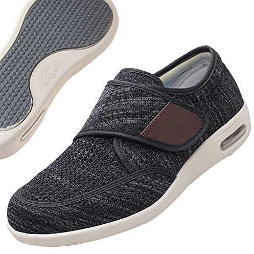 Scarpe Ortopediche Uomo Scarpe Diabetici Uomo Estive Scarpe Elasticizzate da Uomo per Riabilitazione o Piedi Difficili per Sport Anziani Escursionismo,Black gray,38 EU