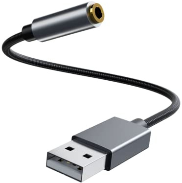 HaoYiShang Adaptador de audio USB A a jack de 3,5 mm, adaptador USB a jack de audio, auriculares USB-A a hembra de 3,5 mm, tarjeta de sonido estéreo externa para auriculares, Mc, PS4, PS5, PC,
