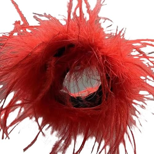 Lot de 2 manchettes élégantes en plumes d'autruche pour femme - Accessoires de cheveux - Accessoires de fête - Costume d'Halloween - Rouge