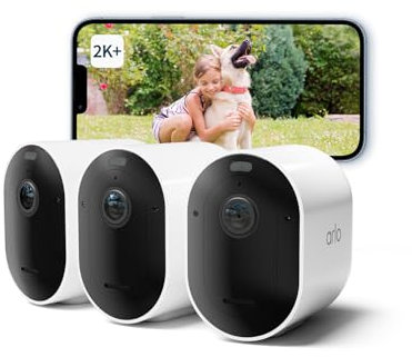 Arlo Pro 5 Security Camera Outdoor, 2K 8-Month* Battery Operated Home Outdoor Camera With Advanced Colour Night Vision, Light, Siren & Dual-Band WiFi, Arlo Secure Free Trial, 3 Cameras, White