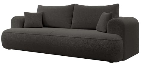Selsey Sofa Schlafsofa Couch Mit Stauraum Schlaffunktion 3 Sitzer Pflegeleicht Polyurethanschaum Boucle Dunkelgrau OVO