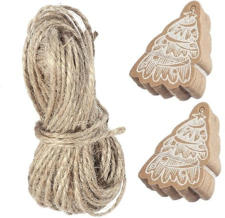 COHEALI 50stücke Weihnachts-kraftpapier Mit Juteschnur Für Hochzeiten Und Leckereien Dekorative Etiketten Für Weihnachtsbaum Und Feiern