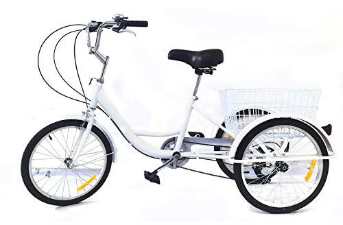 Treeisland 20 Zoll Dreirad für Erwachsene, 8 Gang Dreirad Cityräder 3 Rad Fahrrad mit Einkaufskorb Cityräder für Erwachsene Senioren