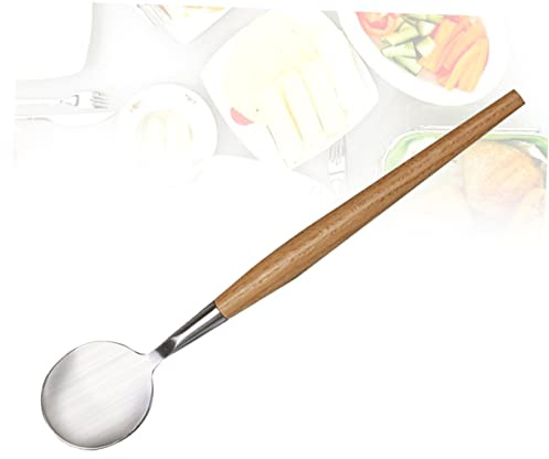 Cabilock Tenedor de Ensalada con Mango de Madera de Acero Inoxidable cucharas Decorativas Cuchara de Ensalada cuberteria Cuter vajilla Multifuncional Cuchara de Acero Inoxidable café Metal