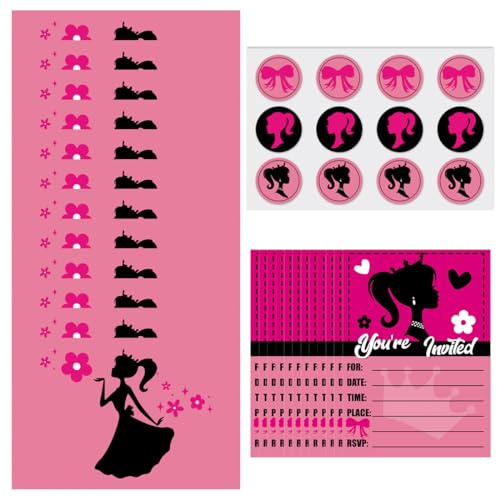 OUDQFCJ 12 pcs Einladungsbrief Geburtstag Mädchen Einladungskarte Geburtstag Mädchen Karte Geburtstagskarte Mottoparty