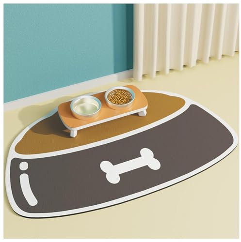 Hundematten für Futter und Wasser, mit wasserdichter Gummi-Rückseite, keine Flecken, schnell trocknende Katzennapfmatte für unordentliche Trinker, Braun, 30 x 50 cm