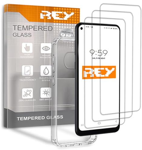 REY 3X Protector de Pantalla y Funda para XIAOMI Poco X3 NFC - Poco X3 Pro, Cristal Vidrio Templado y Silicona TPU de Alta Resistencia