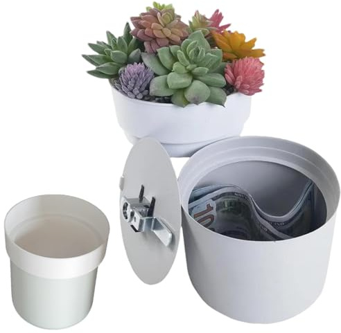 Nascondi Contenitore Per Denaro, Cassaforte Per Vaso Di Fiori, Contenitore Bianco Per La Casa, Nascondi Chiave Di Scorta, In Ferro + PVC