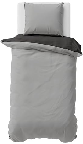 Visaggio Biber Bettwäsche 155x220 cm Winter Baumwolle Flauschig Warm Fein-Biber Bettbezug Winterbettwäsche Grau Anthrazit