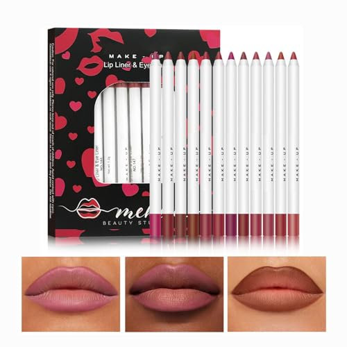 Lip Liner - Matte Lip Liner Set of 12 | Waterproof Matte Nude Natural Lip Liner Long-Lasting Lips Sculpturing for Women& Girls