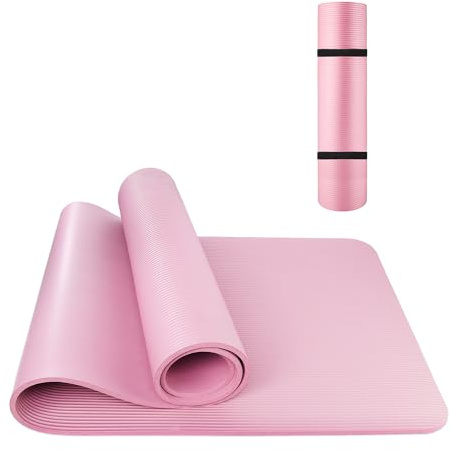 YC Kitchen Yoga Matte, rutschfest und verdickt, gutes Rückstellvermögen, reißfest, hautfreundlich und unbedenklich, geeignet für Fitness/Meditation/Pilates/Yoga, 185 x 61 x 0,8 cm,Rosa