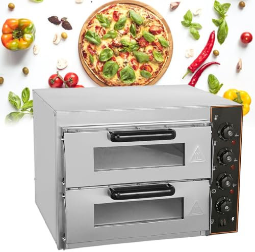 Four à Pizza éLectrique D'IntéRieur à Deux éTages De 16 Pouces Pour Restaurant Et Maison, Four à Pizza De Comptoir Avec Minuterie De 60 Minutes, Four à Pizza Commercial Avec 3 Tubes Chauffants,220V