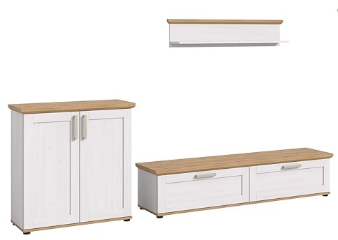 xonox.home - Wohnkombination Verona 3-tlg. Set 260x151x40 cm in Sibiu Lärche und Artisan Eiche - Wohnkombination Wohnwand Wohnzimmermöbel Wohnzimmerschrank - funktional