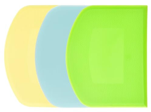 Plastic Dough Scraper Card, 3 Pieces Bowl Scraper, Dough Scraper Plastic, Dough Cutter for Dough Cake, Pizza, Baking Tool (Blue/Green/Yellow)