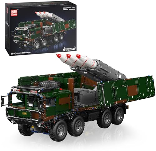 Mould King 20045 Technik RC Panzer Klemmbausteine Militär Tank Bausteine Spielzeug mit 3 Raketen Raketenstartfahrzeug für Militärfans und Liebhaber(3594 Teile)
