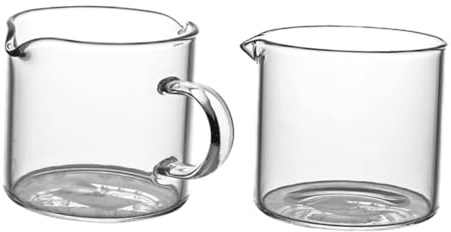 OFFSCH Mini Tazze Da Latte e Brocche Da Caffè in Vetro 2 Pezzi, Design Becco D'aquila Per Versare, Dimensioni Per Latte e Liquori, Per Casa, Bar e Ristoranti