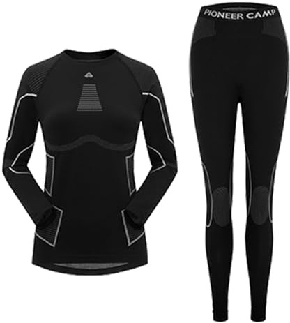 Pioneer Camp Skiunterwäsche Damen Warme Thermo Unterwäsche Elastizität Atmungsaktiv Sportunterwäsche Set Lange Basisschichtunterhose für Running Skiing