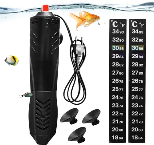 Editbar Riscaldatore per acquario, 300 W, 150 l, temperatura monosatellitare, con ventose e custodia protettiva in ABS, per acquari e serbatoi di pesce, riscaldamento PTC con termostato, controllo