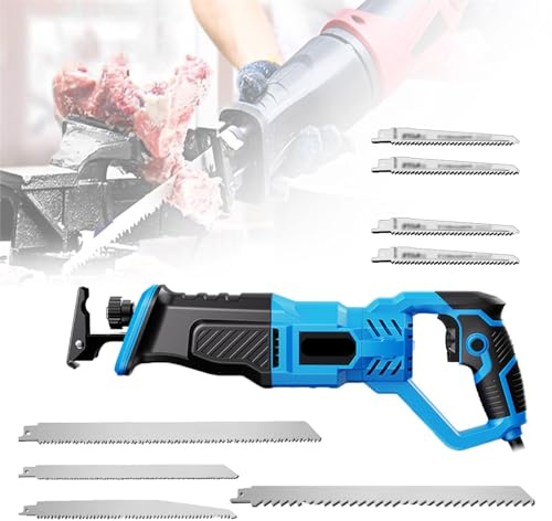 Sierra De Vaivén Profesional De 980 W Con Mango Giratorio Antideslizante (aprox. 90°), Cuchillas Intercambiables Y Velocidad Variable (0-2800 Rpm), 2 Cuchillas, Para Madera Y Metal.,8 blades