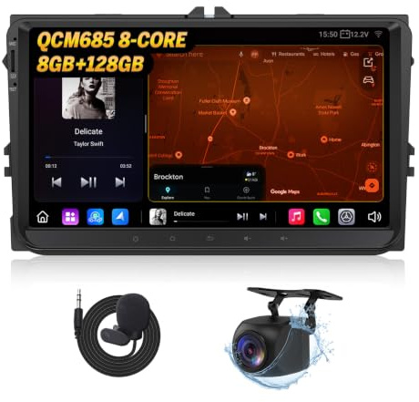 Eonon 9 inch Car Stereo for Volkswagen SEAT Skoda Polo Golf V/VI Android 13 8+128GB 4G CarPlay Android Auto WiFi GPS Bluetooth DSP EQ MirrorLink Backup Camera Support OBDII Car Radio Stereo VWX6S-Pro