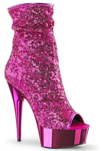 WDUDSUDUW Botines de tacón de aguja con lentejuelas para mujer, estilo informal, ideal para fiestas, bailes y discotecas., fucsia, 43 EU