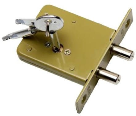 Gettimore Serratura di sicurezza con chiave a croce, serratura a scomparsa antifurto per porte, costruzione in rame e ferro, 100 x 70 x 57 mm, compatibile con porte scorrevoli segrete e porte di