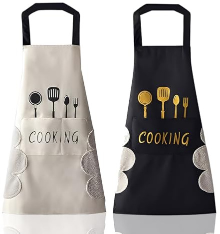 Delantales de cocina de 2 piezas, impermeables, regalo para parejas, ajustables y personalizados, ideales para cumpleaños, bodas y San Valentín.