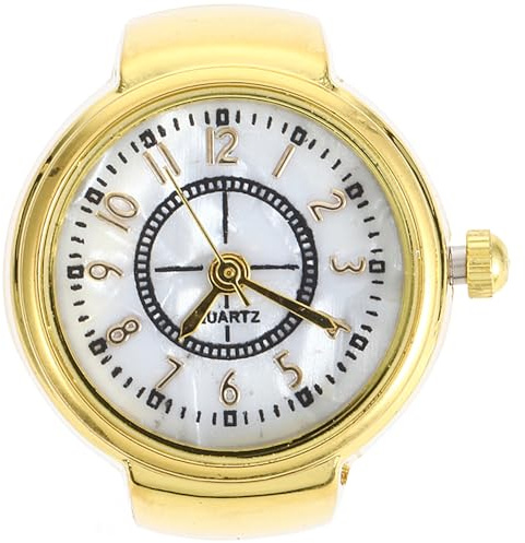 HYTROVE Kleiner Digitaluhr als Fingerring für Damen und Herren Elastische Runde Quarz Ringuhr in Gold mit Lesbaren Ziffern Modisches und Praktisches Accessoire für Alltag und Geschenk
