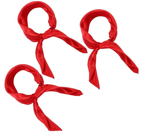 Apojgitn 3 Stück Seidentuch Rot Damen 70 x 70cm Leichte Silk Scarf Weich Quadratisch Schals Elegante Vielseitiges Rotes Tuch Seidentuch Haare Geschenk Schal Tücher für Frauen