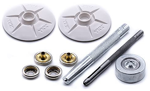 YKK 40mm White Domed Snad Fastener self Adhesive Caravan Wheel Arch kit Cover snap Poppers Tool Awning