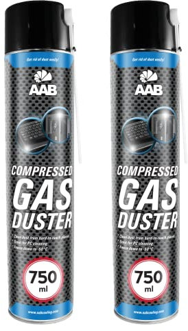 AABCOOLING Druckluftspray 750ml, Air Duster, Druckgasreiniger, Druckluft Dose, Reinigung von Multimedia- und Bürogeräte, Tastatur, Keyboard, Luftdruck-spray, Druckluftreiniger (2 x 750 ml)